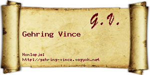 Gehring Vince névjegykártya